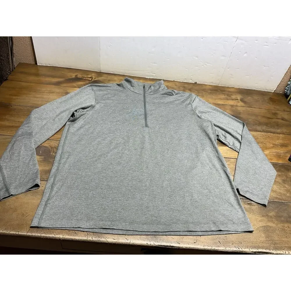 Lululemon Soft Jersey Half Zip Mens Large Heathered Slate Brown Army Green